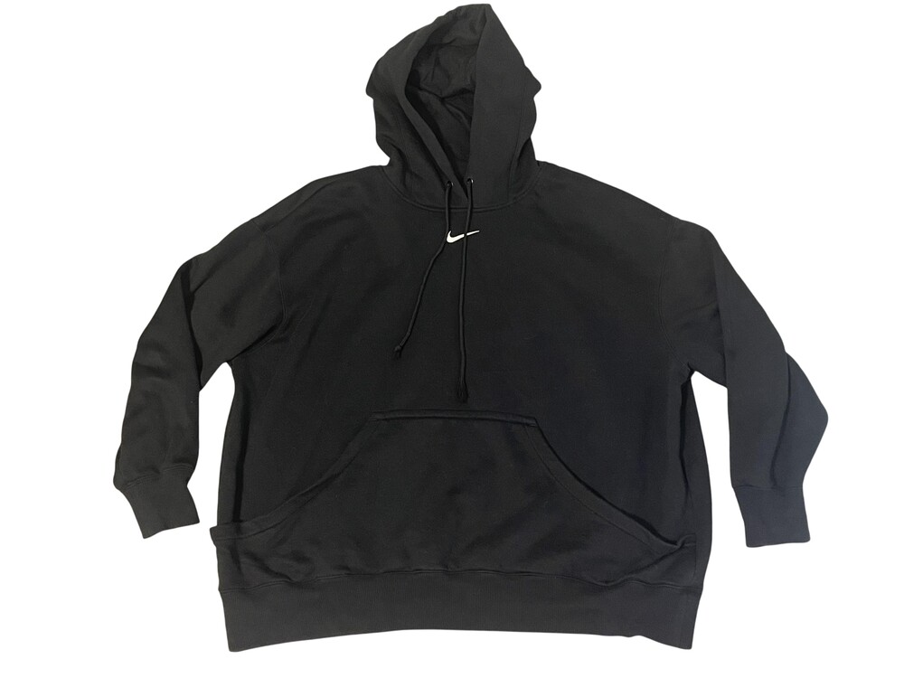 Nike Hoodie Mens XL Black Pullover Swoosh Logo Fleece Sweatshirt Kangaroo Pocket